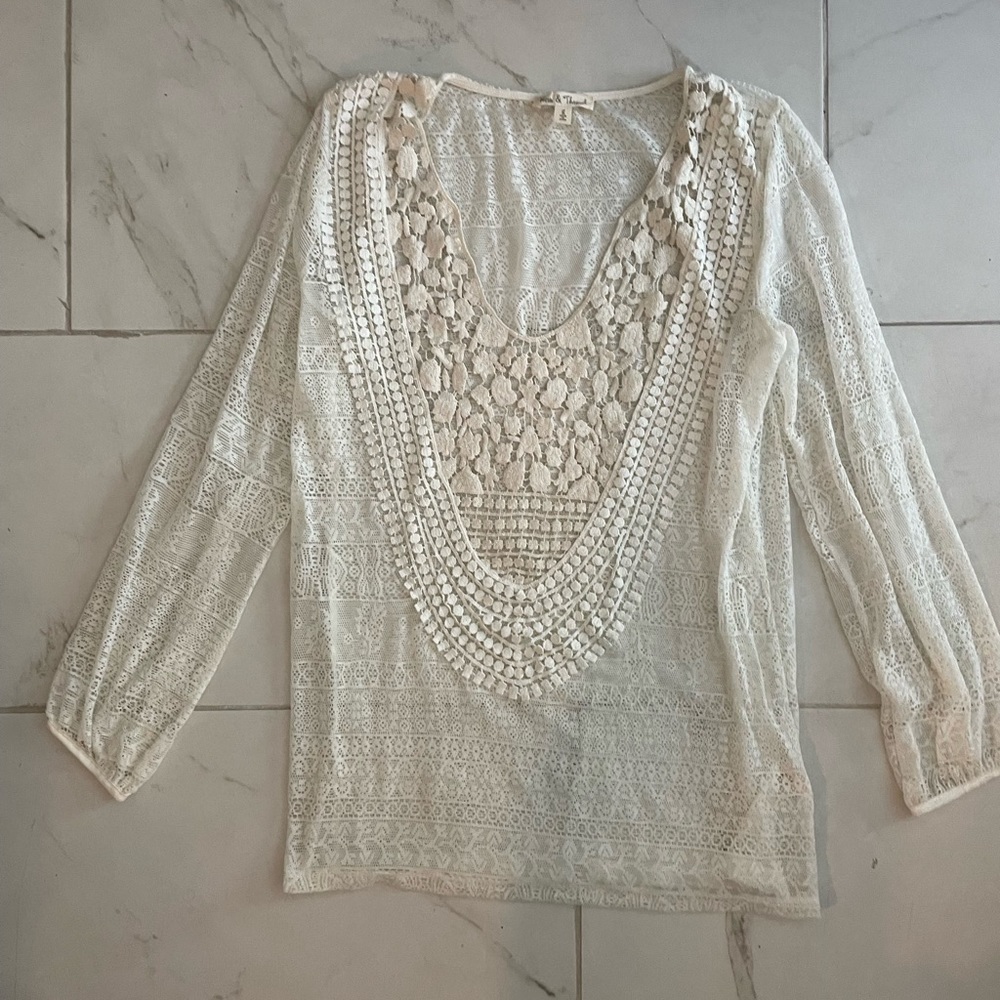 Hem and Thread Ivory Lace Top